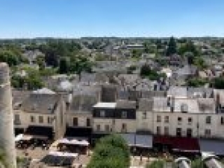 A view of the street below from atop the castle