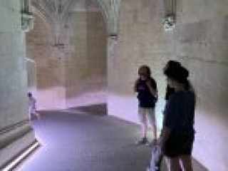 We got to exit by this wide ramp -- made big enough to have a horse and buggy carry the king to the top and then bring him back to the bottom of the tower.